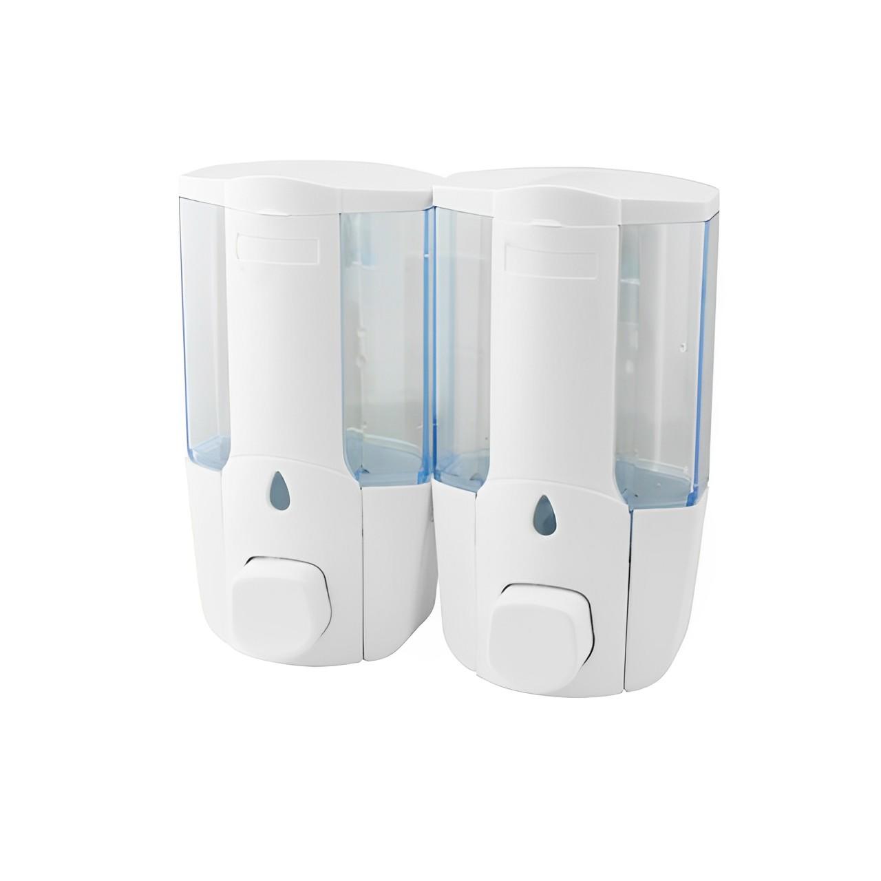 OJ-YL17W-D 10.15oz(300ml)*2 Double Manual Commercial Soap Dispenser for Liquid Shampoo Plastic Liquid Soap Dispenser