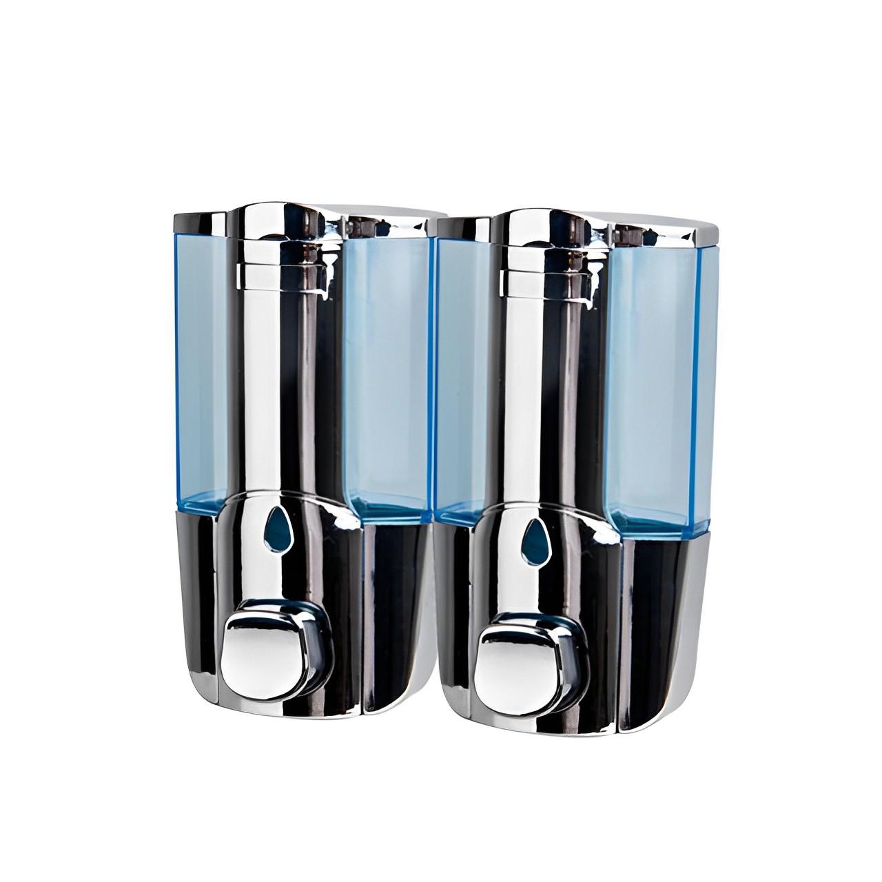 OJ-YL17C-D 2-Chamber 300ml*2 Liquid Soap Dispensers ABS Plastic Wall Mount with Screws Liquid Soap Dispenser