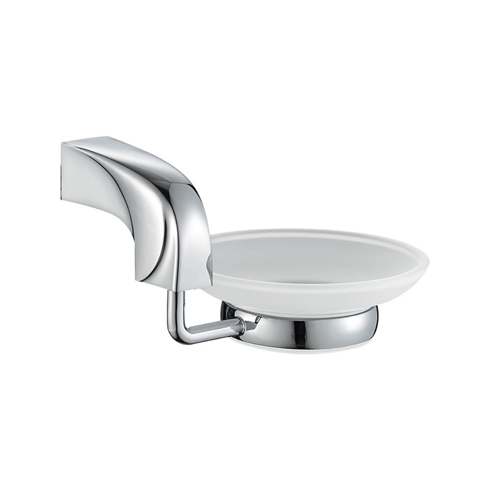 OJ-L20508J Glass Soap Dish With Holder for Bathroom &Kitchen Zinc Alloy Bathroom Accessories
