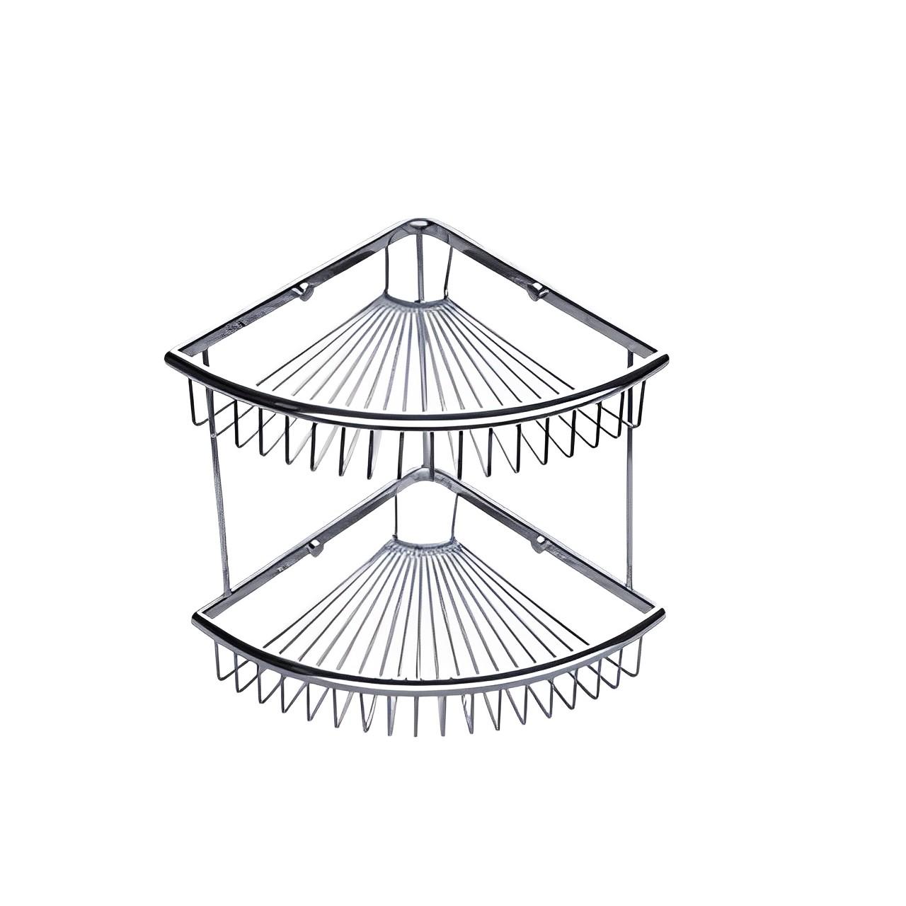 OJ-G3511L Double Tier Bathroom Shower Basket Organizer Storage Holder for Shampoo Conditioner Stainless Steel Shower Basket