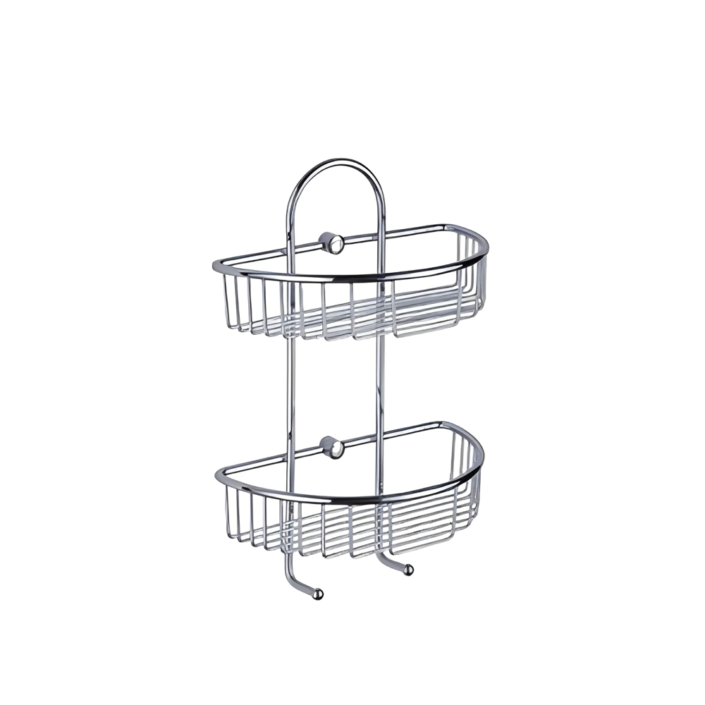 OJ-G3521L Wall Hanging Shelves Double Layer Shower Rack Bathroom Organizer Waterproof  Stainless Steel Shower Basket