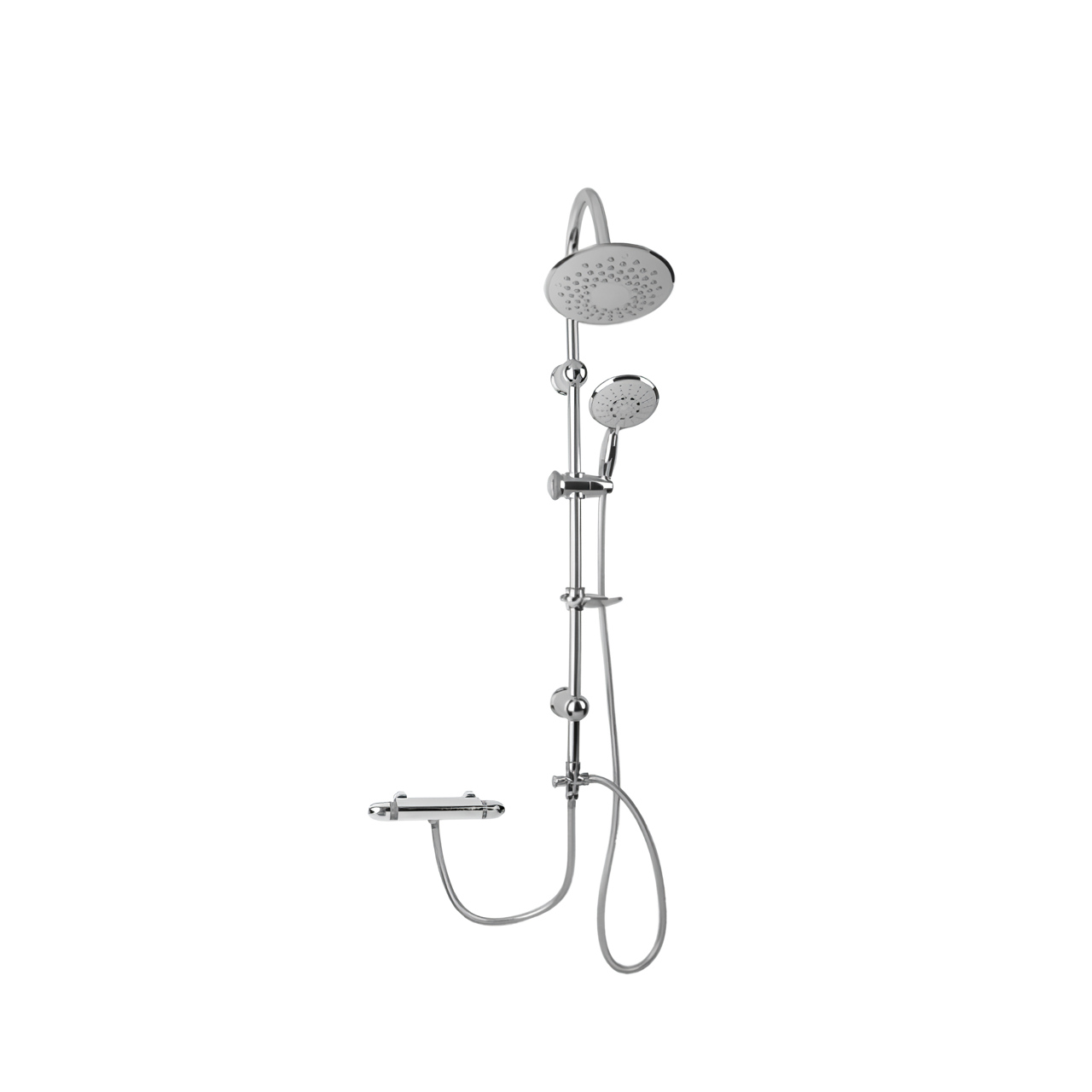 L705C Shower System Polish Chrome Bathroom Shower Faucet Set Round Rainfall Shower Head Wall Mount Shower Set
