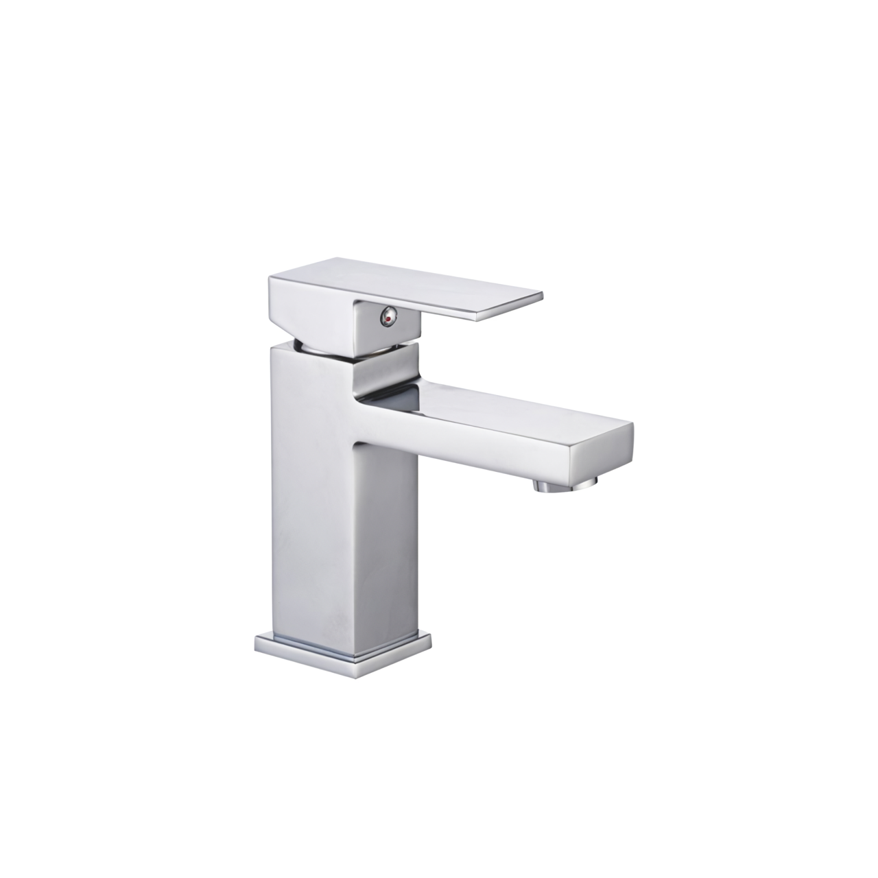 OJ-J2551H Single Handle Bathroom Sink Faucet Lavatory Vessel Faucet for 1 Hole Square Deck Mounted Chrome Stainless Steel Basin Faucet
