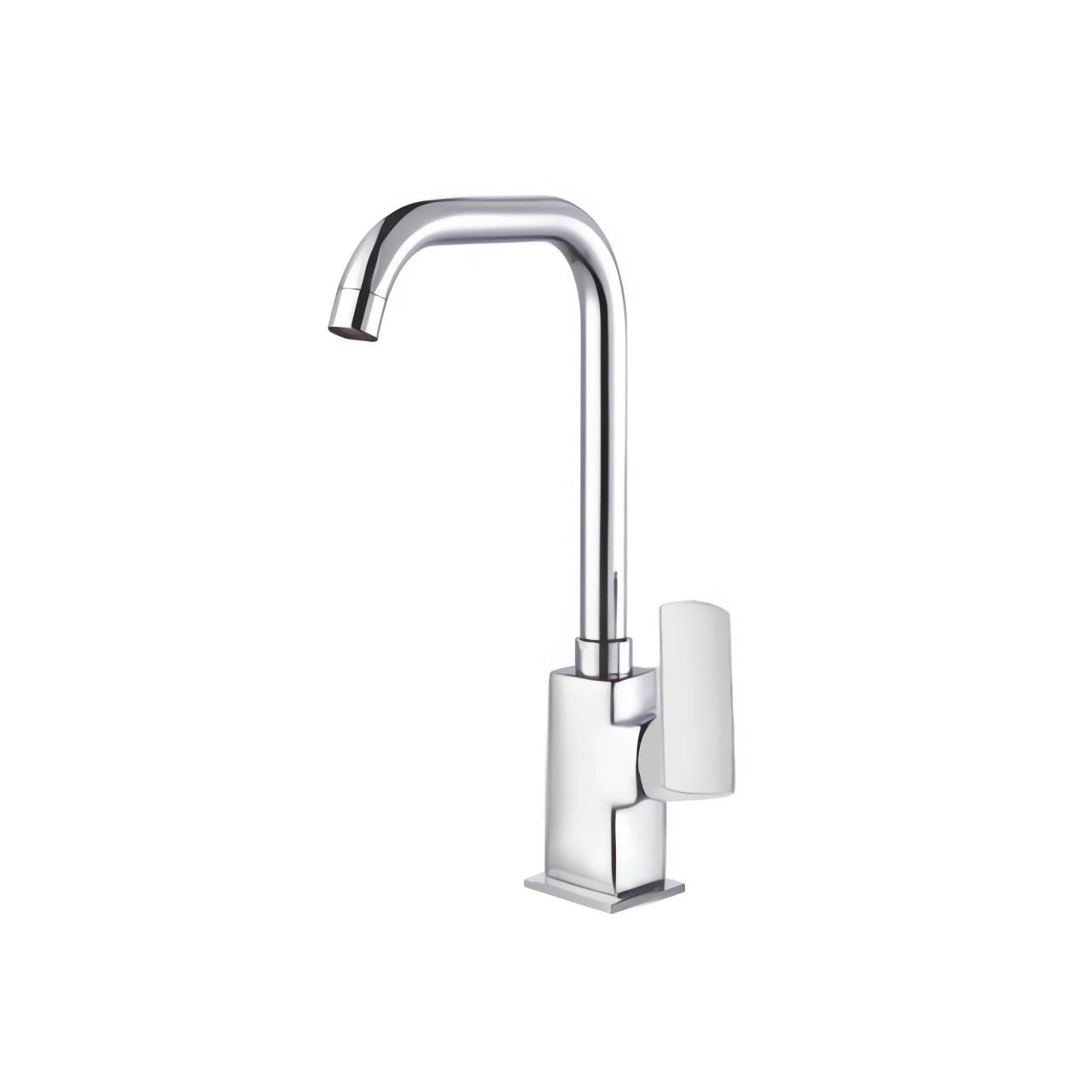 OJ-J2278H Square Body Long Neck Flexible Single Handle Kitchen Faucet Hot Cold Sink Mixer Tap Sanitary Ware Brass Kitchen Faucet